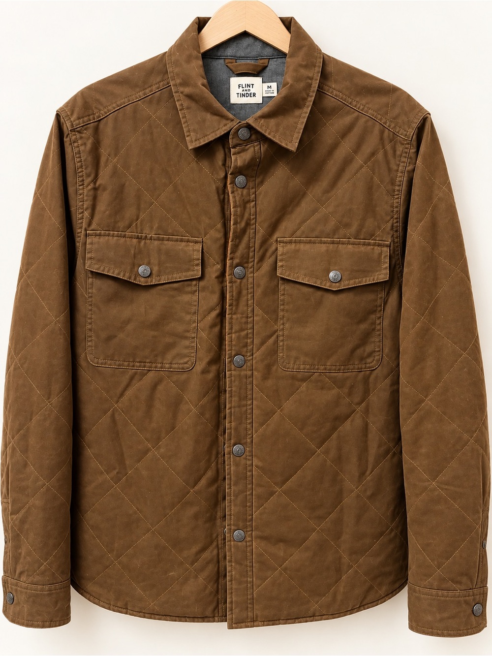 Flint and Tinder Men's Quilted Shirt Jacket — Brown